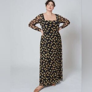Rachel Antonoff bowtie pasta print Artie long sleeve maxi dress